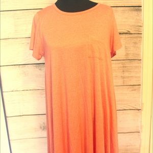 EUC Solid Pink Medium LulaRoe Carly Shirt Dress